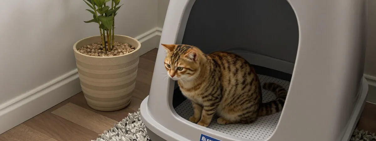 cat inside litter box