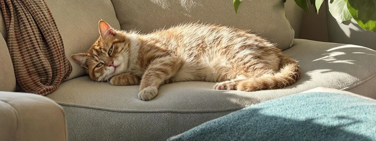 Calm cat resting in a cozy indoor setting.