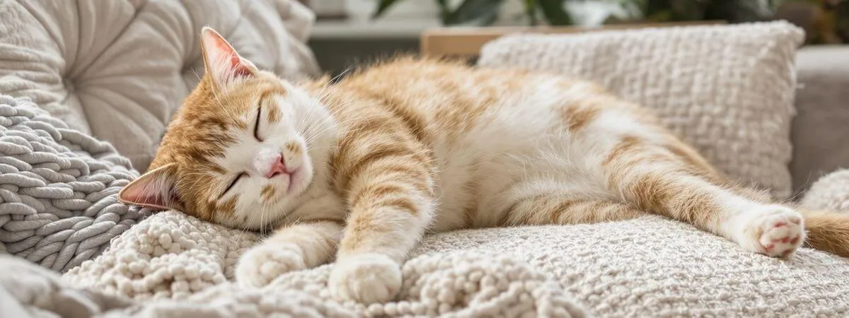 Calm cat in a cozy home setting.