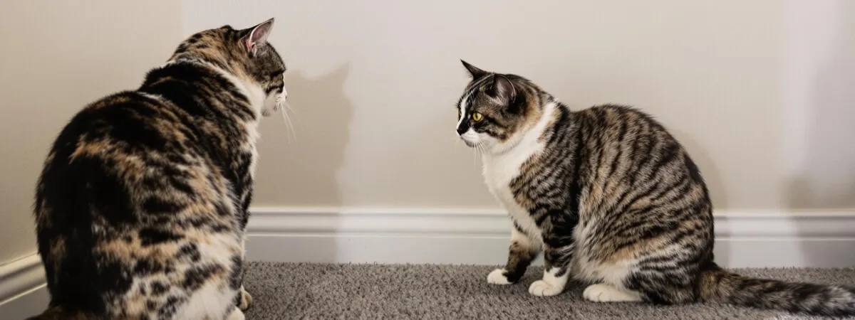 twos cats in a house